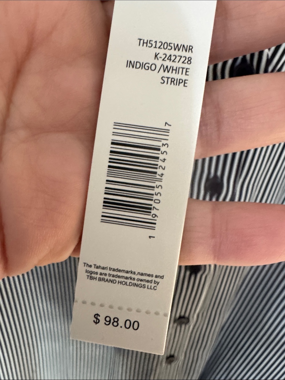 PLUS SIZE T Tahari Black & White Vertical Stripe Button-Front Blouse - Picture 4 of 7